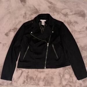 Philosophy Black Faux Suede Leather Moto Biker Jacket Size Large